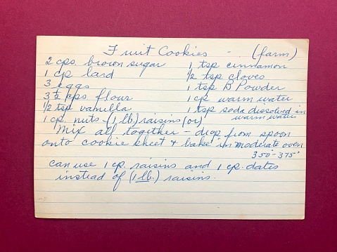 Old recipe card