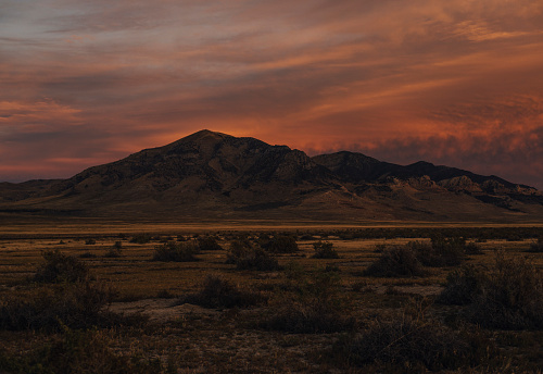 A colorful sunset near the Great Salt Lake in Utah