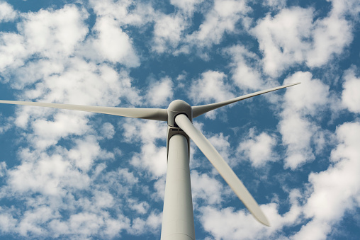 Large wind turbine farm in rural Texas