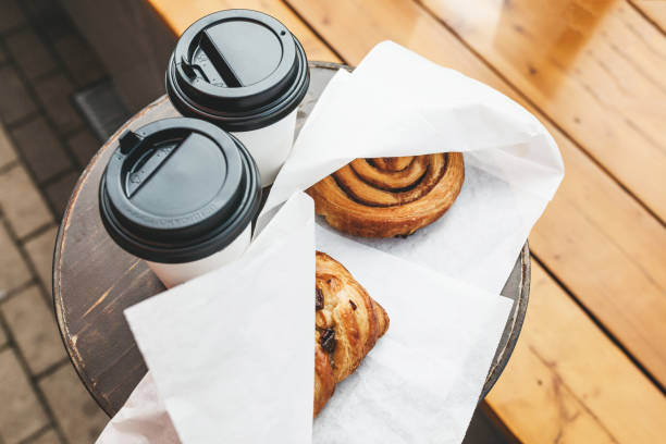 Takeaway food - coffee and a bun