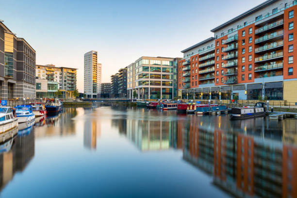 istock Leeds Dock at dusk, Leeds, Yorkshire, England, UK 1296021867
