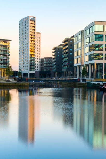 istock Leeds Dock at dusk, Leeds, Yorkshire, England, UK 1296022256