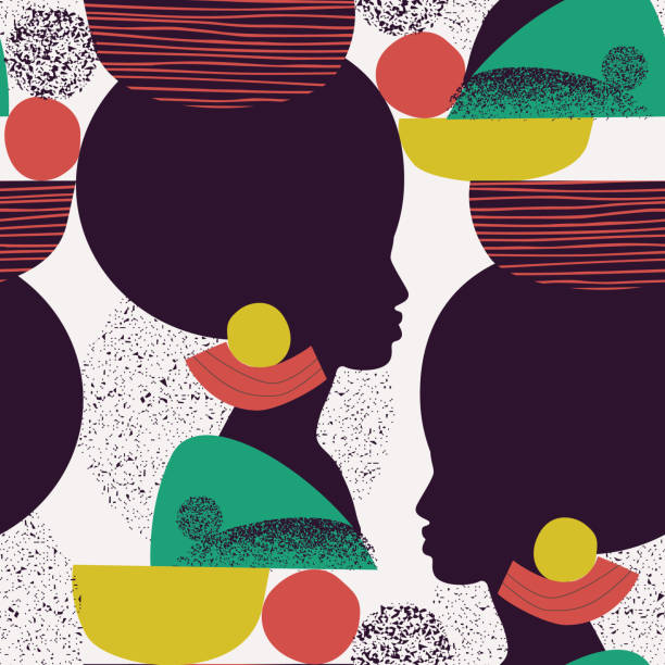 istock Natural beauty silhouettes drawing with geometrical shapes, grainy grunge textures, doodles 1296023144