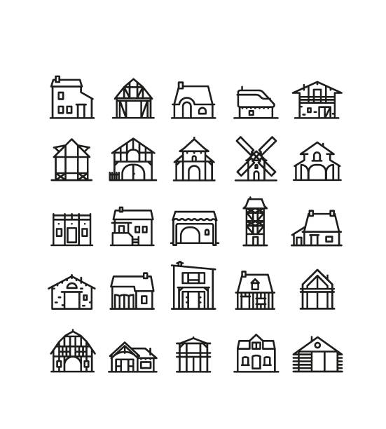 ilustrações, clipart, desenhos animados e ícones de símbolo típico da casa da região na frança - greenhouse house built structure green