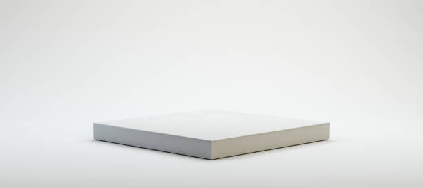 square white pedestal in front of white background - 3d illustration
