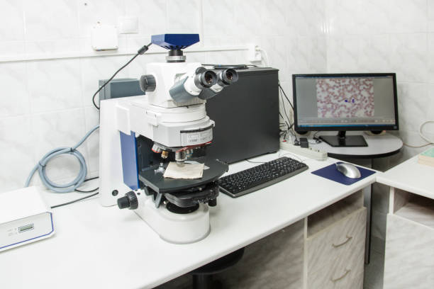 istock Equipment microscope to study experiments of new drugs. Pharmacology and science. 1296028229