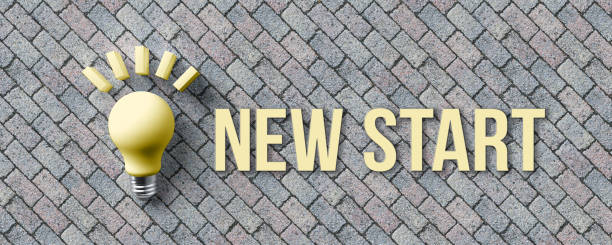 istock message NEW START and a lightbulb symbol - 3d illustration 1296028689
