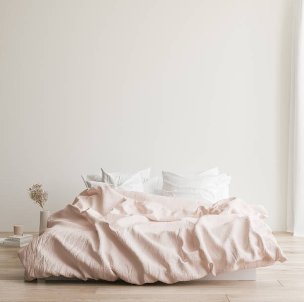 istock Minimalist modern bedroom interior background, Scandinavian style 1296030951
