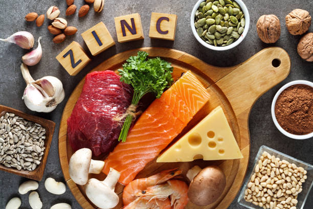 Foods High in Zinc Foods High in Zinc on the table. Top view zinc stock pictures, royalty-free photos & images
