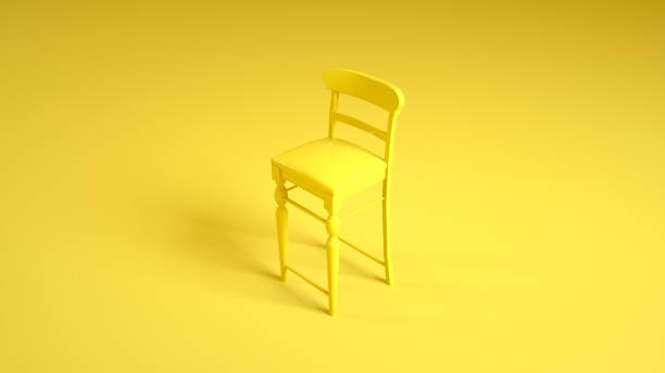 istock Bar or restaurant chair isolated on yellow background. 3d illustration 1296032242