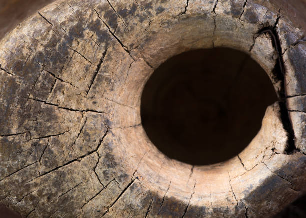a black hole in an ancient wooden surface