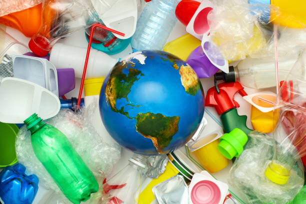 Plastic pollution Global environmental pollution by plastic. Recycling concept plastic pollution photos stock pictures, royalty-free photos & images