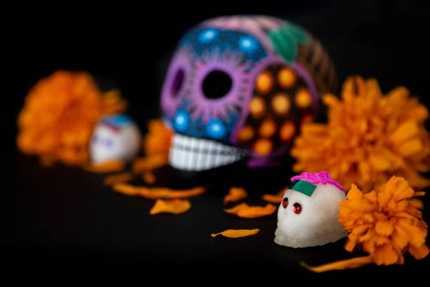 istock Colorful skulls and cempasuchil flowers (for day of the dead, Mexico) 1296036363
