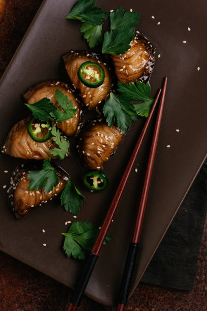 istock Traditional asian dumplings gyoza with sauce 1296036588