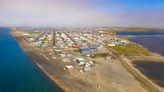 They changed the name from Barrow to Utqiagvik here we see the waterfront into the Beaufort Sea in the Arctic Ocean