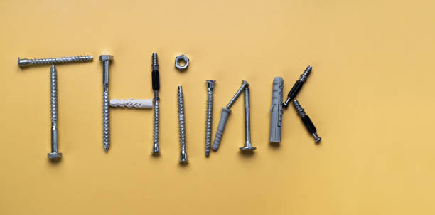 istock word Think with copy space, bolt. Industrial banner 1296042964