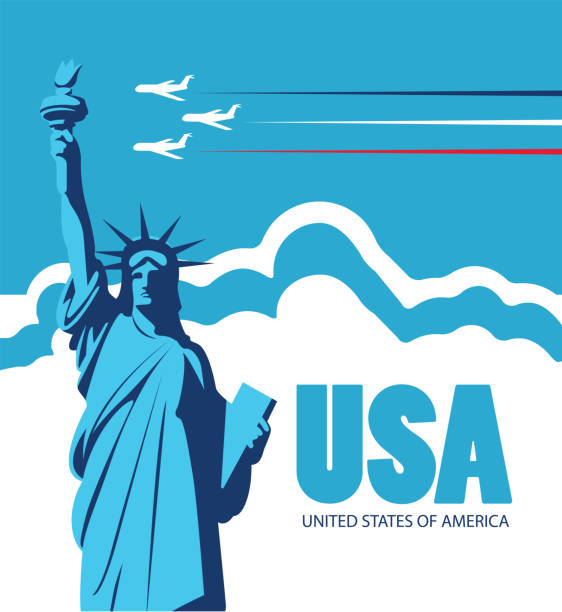 istock banner with Statue of Liberty and flying planes 1296043930