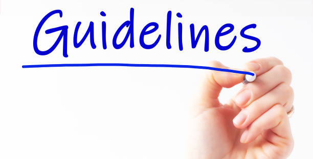 human hand writing inscription GUIDELINES on whiteboard. hand writing inscription GUIDELINES with blue marker, concept, stock image rules quotes stock pictures, royalty-free photos & images