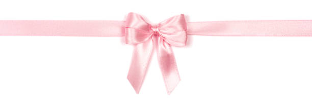 istock Pink ribbon with bow isolated on white background. 1296048200