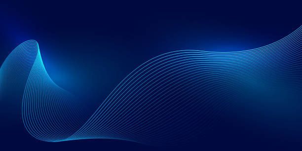 abstrakte waving line partikeltechnologie hintergrund - abstract wave blue lines stock-grafiken, -clipart, -cartoons und -symbole