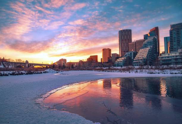 istock Colorful Sunrise Over A Downtown Calgary Winter Park 1296059150