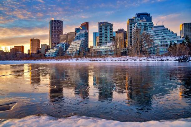istock Colorful Sunrise Over A Downtown Calgary Winter Park 1296059199