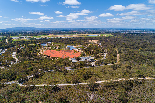 Aerial view of Royal Botanic Gardens in Cranbourne, Victoria, Australia