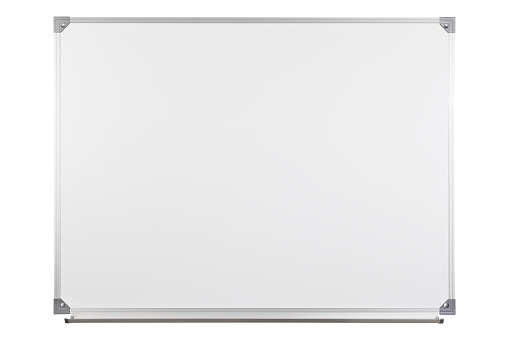 White blank marker board isolated on white background.