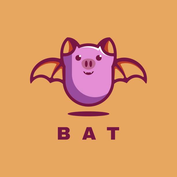 ilustrações de stock, clip art, desenhos animados e ícones de vector illustration bat simple mascot style. - bat cartoon halloween wing