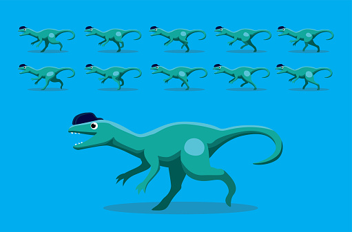 Animal Animation Sequence Dinosaur Dilophosaurus Running Cartoon Vector  Stock Illustration - Download Image Now - iStock