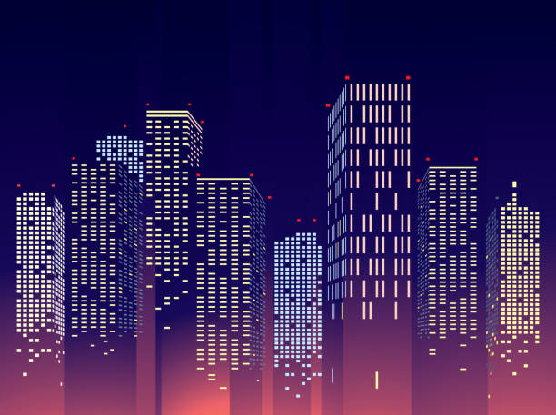 Abstract City Building Scene, vector illustration Abstract City Building Scene, vector illustration nightlife illustrations stock illustrations