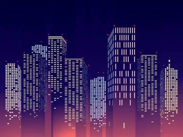 Vector illustration of Abstract City Building Scene, vector illustration