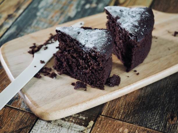 istock Black chocolate brown cake, food 1296079966