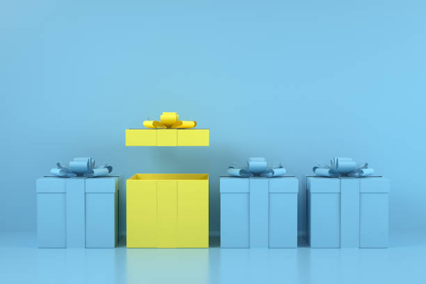 3d rendering of Gift Box Choice, Standing out from the crowd concept.