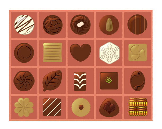 ilustrações de stock, clip art, desenhos animados e ícones de chocolate illustration set / vector - valentines day gift white background gift box