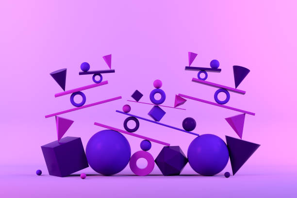 Balance, Teamwork, Minimal Concept, Abstract Geometric Shapes