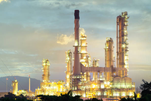 istock Industrial plant at night. 1296096001