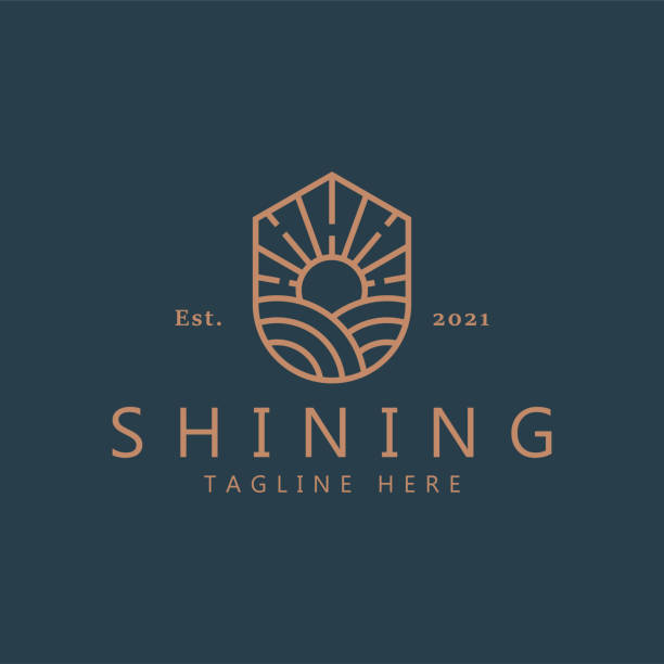 Sunrise Logo On The Shield for Farm Business Company Product. Shining Bright Concept Vector Template Brand Identity. Sunrise Logo On The Shield for Farm Business Company Product. Shining Bright Concept Vector Template Brand Identity. twilight stock illustrations