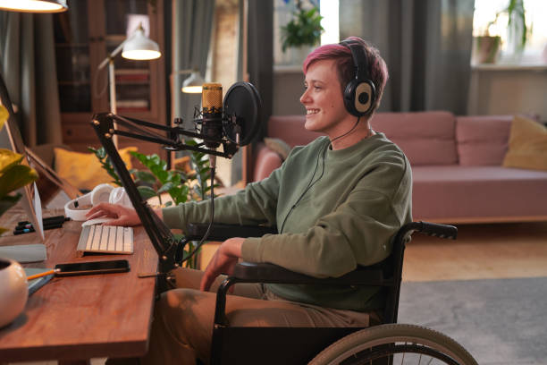istock Woman recording a song 1296099972