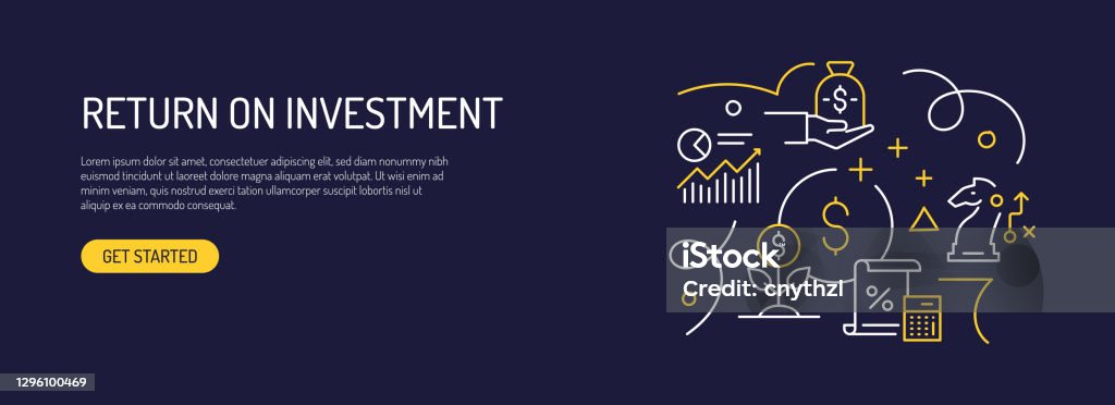 Return on Investment Related Web Banner Line Style. Modern Design Vector Illustration for Web Banner, Website Header etc. Accountancy stock vector