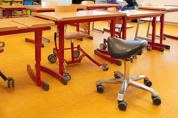 istock Saddle chair in a classroom with equipment for disabled children 1296103283