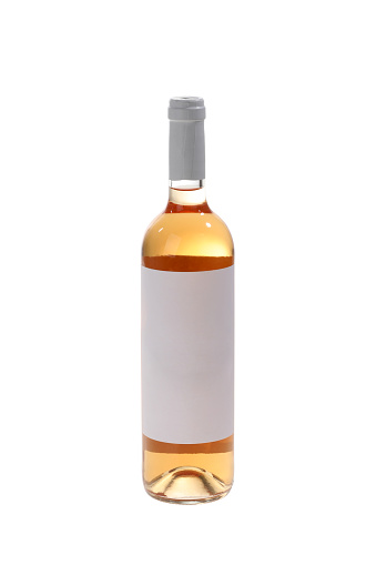 big bottle of clear wine on a white background