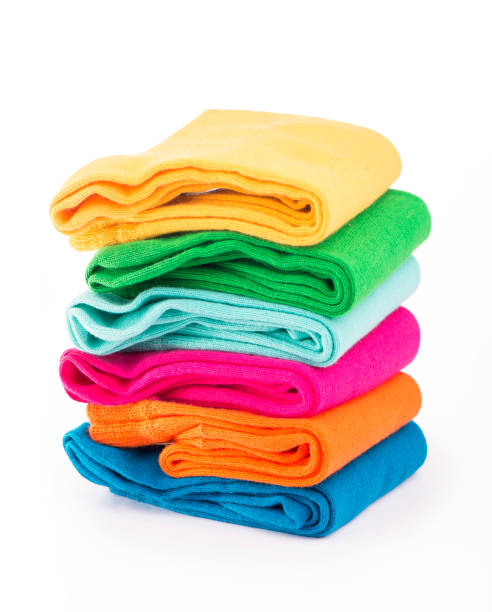 istock Colorful sock on the white background, top view 1296109907