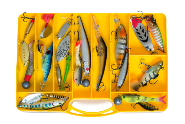 istock Fishing tackle: a set of spoons in the container. 1296111358