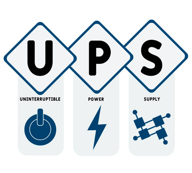 UPS - Uninterruptible Power Supply acronym. UPS - Uninterruptible Power Supply acronym. business concept background. vector illustration concept with keywords and icons. lettering illustration with icons for web banner, flyer, landing page ups power supply stock illustrations