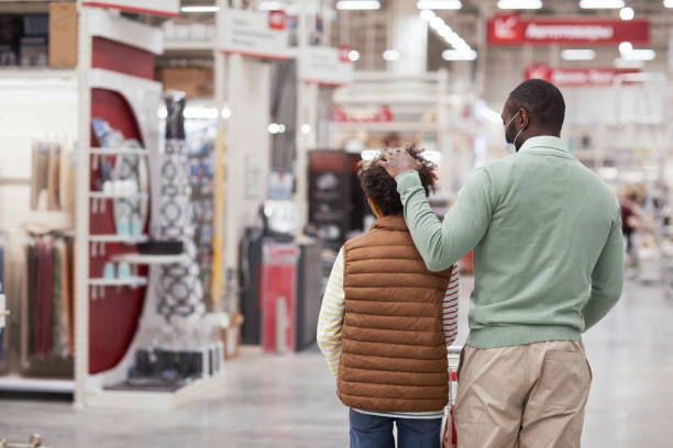 African-American Father and Son Shopping Together