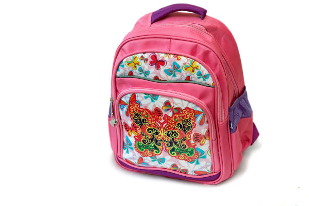 istock School backpack for girl on a white background. 1296114297