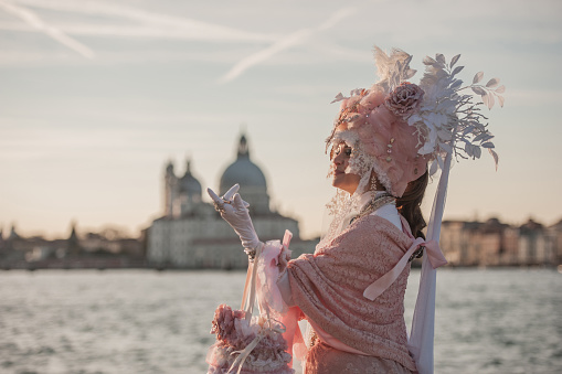 Woman at Venice Carnival 2020 Wearing Beautiful Baroque Costume
