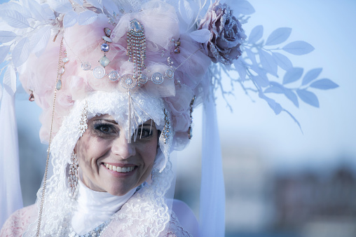 Woman at Venice Carnival 2020 Wearing Beautiful Baroque Costume