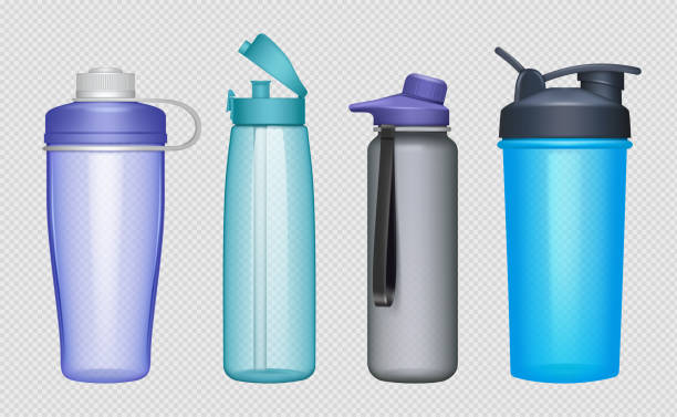 istock Sport bottles. Realistic fitness accessories water bottles protein decent vector mockup collection 1296120187